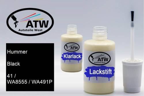 Hummer, Black, 41 / WA8555 / WA491P: 20ml Lackstift + 20ml Klarlack - Set, von ATW Autoteile West.